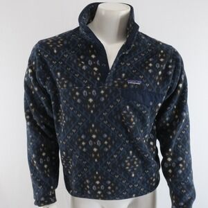 Patagonia Navy Blue Patterned Snap-T Fleece Pullover